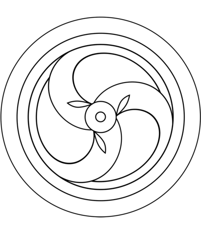 Trinity Spiral Mandala Coloring Page